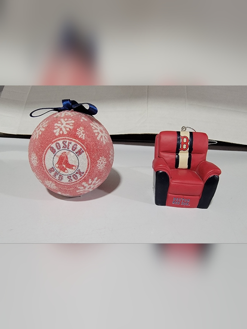 Awesome pair of Boston Red Sox Christmas ornaments. One With Tags & Lights Up